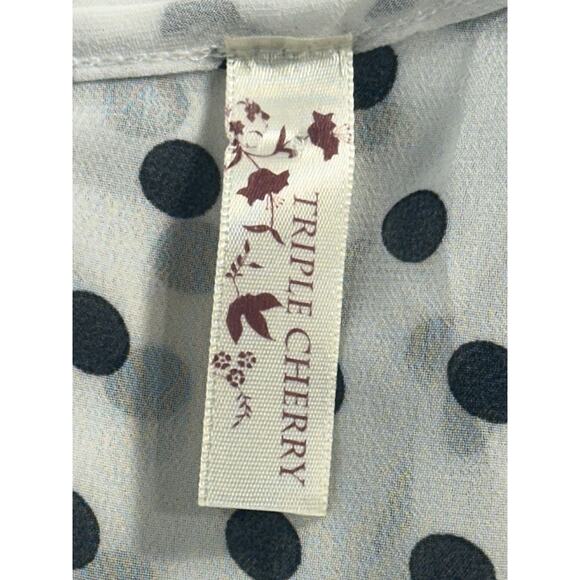 Triple Cherry Polka Dot Sleeveless High Low Dress White Black Casual Small - Picture 7 of 11